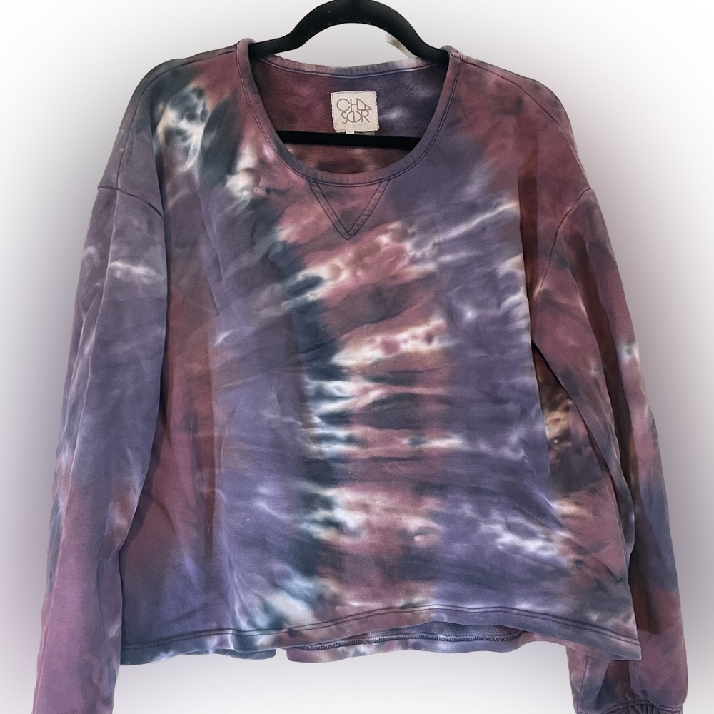 Chaser Tops | Chaser Womens Mika Tie Dye Pullover Sweatshirt Purple Berry M